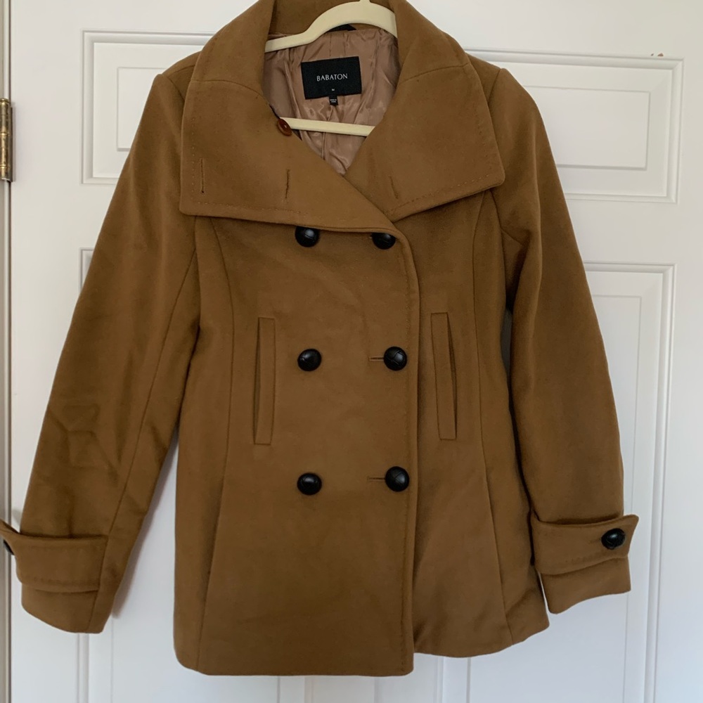 Babaton wool and cashmere blend coat, size medium, tan color